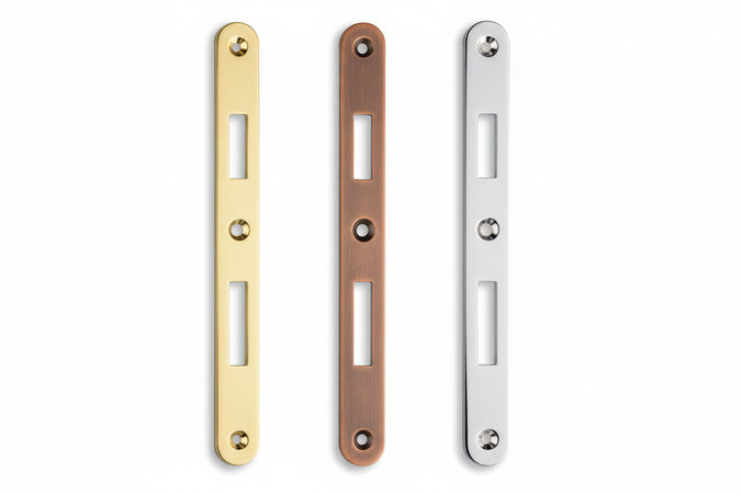 Contropiastra Per Serratura A Bussola- - Bordo Tondo Cromo Opaco - 5 Pezzi Bonaiti