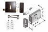 Serratura Da Applicare Per Cantine 175- - Entrata Mm.50, Lunghezza Mm.100 Dx - 2 Pezzi Bonaiti