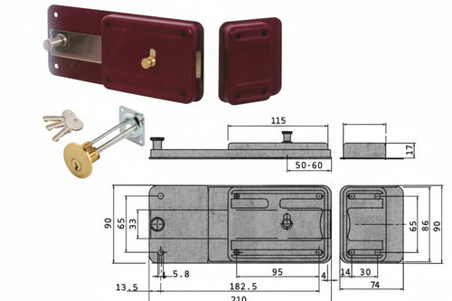 Ferroglietto Con Catenaccio 6 Mandate Cilindro Staccato 55051 Mm.60 (55051601) Cisa