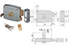 Serratura Applicare Catenaccio E Scrocco Doppio Cilindro Fisso 50521 Mm.70 Dx (50521701) Cisa