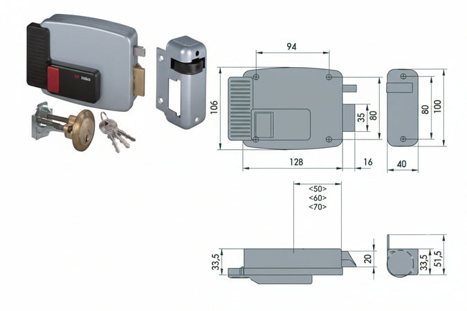 Elettroserratura Per Porte In Legno Con Pulsante Interno 11610 Mm.70 Sx (11610702) Cisa