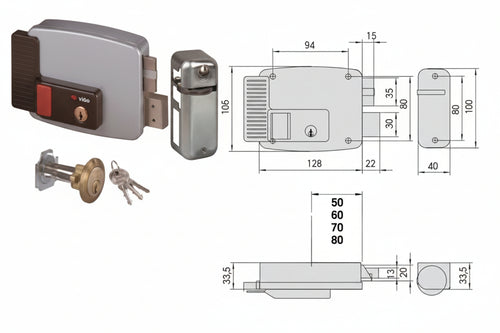 Elettroserratura Per Porte Legno Con Pulsante Interno 2 Mandate 11670 Mm.50 Sx (11670502) Cisa