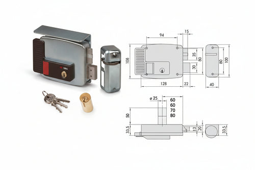 Elettroserratura Per Cancelli Tetto E Pulsante Interno 2 Mandate 11771 Mm.60 Sx (11771602) Cisa