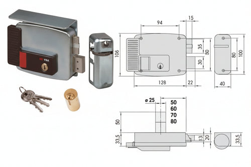 Elettroserratura Per Cancelli Tetto E Pulsante Interno 2 Mandate 11771 Mm.80 Sx (11771802) Cisa