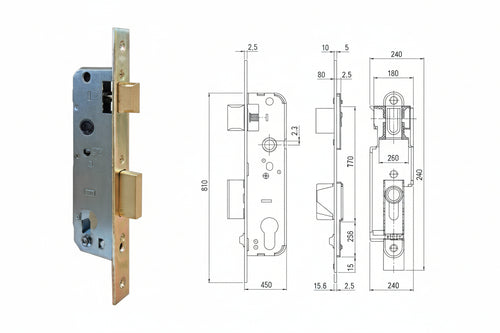 Serratura Da Infilare A Cilindro 1 Mand. Bordo Quadro 5C012 Mm.25 (5C012250) Cisa