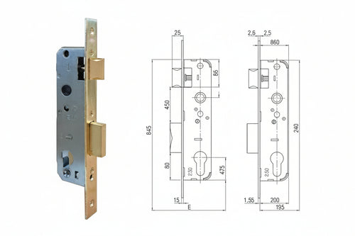 Serratura Da Infilare A Cilindro 1 Mand. Bordo Quadro 5C012 Mm.30 (5C012300) Cisa