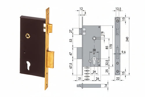 Serratura Da Infilare A Cilindro 2 Mand. Bordo Quadro 5C110 Mm.50 (5C110500) Cisa