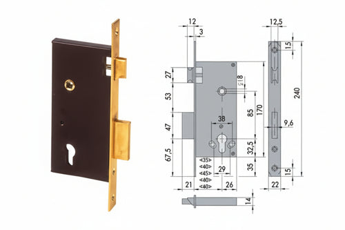 Serratura Da Infilare A Cilindro 2 Mand. Bordo Quadro 5C110 Mm.60 (5C110600) Cisa