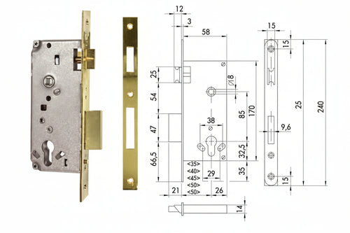 Serratura Da Infilare Cisa Logo Bordo Quadro 5C611 Mm.40 (5C611400) Cisa Logo