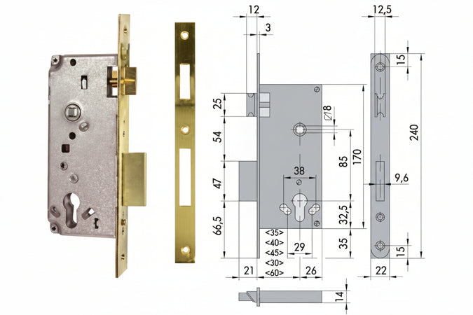 Serratura Da Infilare Cisa Logo Bordo Quadro 5C611 Mm.45 (5C611450) Cisa Logo