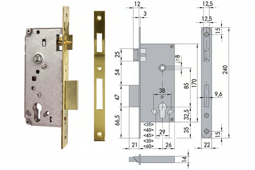 Serratura Da Infilare Cisa Logo Bordo Quadro 5C611 Mm.60 (5C611600) Cisa Logo