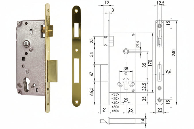 Serratura A Infilare Logo Bordo Tondo 5C631 Mm.45 (5C631450) Cisa Logo