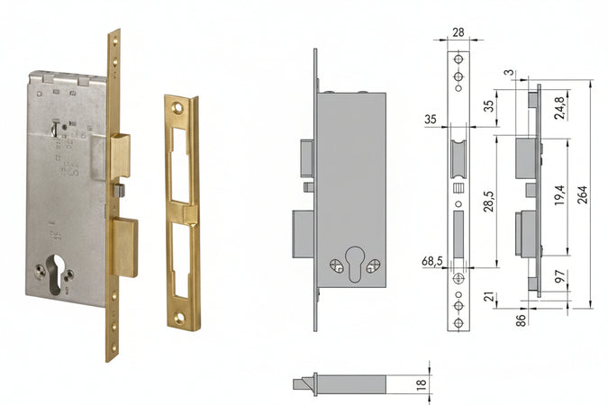 Elettroserratura Da Infilare A Cilindro 12011 Mm.50 (12011500) Cisa