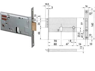 Elettroserratura Da Infilare Per Fasce Mm.77 H 1445 Mm.70 (14450700) Frontale Mm.16 Cisa
