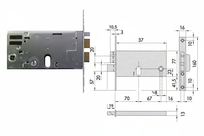 Elettroserratura Da Infilare Per Fasce Mm.77 H 1446 Mm.70 (14460700) Frontale Mm.16 Cisa