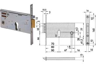 Elettroserratura Da Infilare Per Fasce Mm.77 H 1435 Mm.90 (14350900) Cisa