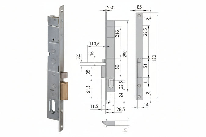 Elettroserratura Da Infilare Per Montanti 14020 Mm.15 Dx (14020151) Cisa