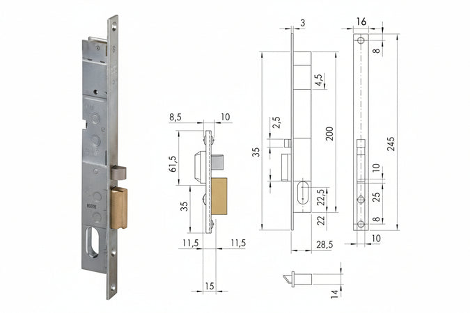 Elettroserratura Da Infilare Per Montanti 14020- - Mm.15 Sx (14020152) - 1 Pezzi Cisa