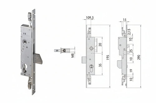 Serratura Triplice Infilare Per Montanti Solo Caten. 46800 (Ex46300) Mm.35 (46800350) Cisa
