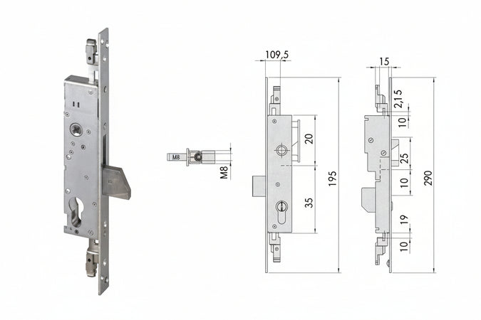 Serratura Triplice Infilare Per Montanti Solo Caten. 46800 (Ex46300) Mm.35 (46800350) Cisa