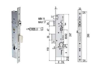 Serratura Triplice Infilare Montanti Con Quadro E Scr. Multitop 49225 Mm.35 (49225350) Cisa