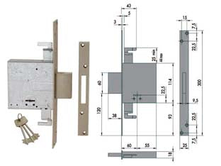 Serratura Triplice Da Infilare Doppia Mappa 57015 Mm.60 (57015600) Cisa