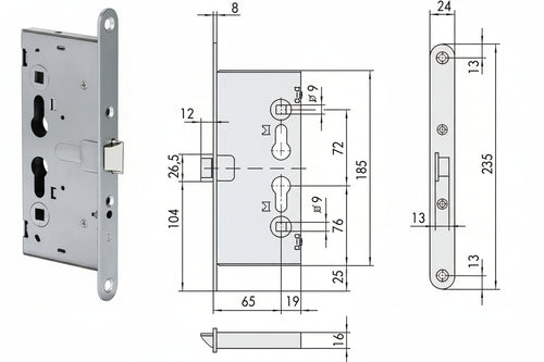 Elettroserratura Da Infilare Per Porte Tagliafuoco Antipanico 13110 Mm.65 (13110650) Cisa
