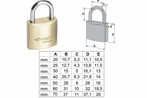 Lucchetto Locking Line Arco Normale 20010- - Mm.20 (Art.20010200) - 12 Pezzi Cisa