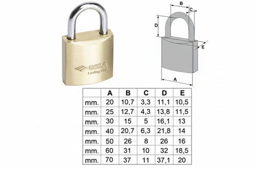 Lucchetto Locking Line Arco Normale 20010- - Mm.50 (Art.20010500) - 6 Pezzi Cisa