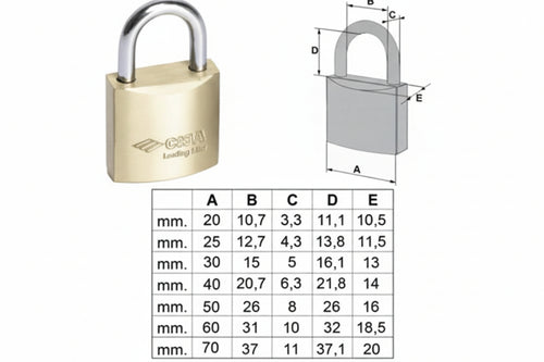 Lucchetto Locking Line Arco Normale 20010- - Mm.70 (Art.20010700) - 6 Pezzi Cisa