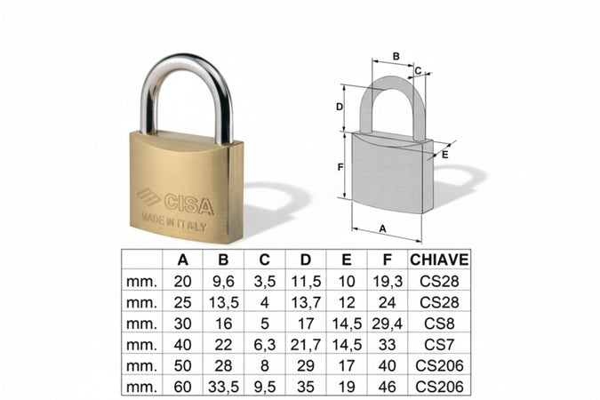 Lucchetto Ottone Arco Normale 22010 Mm.40 (Art.22010400) Cisa