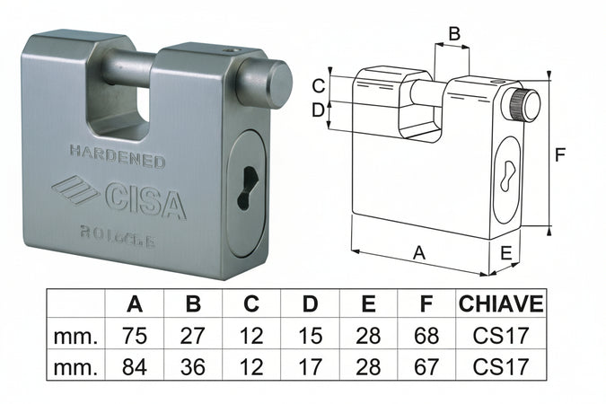Lucchetto Corazzato A Una Bocca 28550 Mm.66 (Art.28550660) Cisa