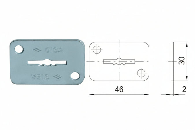 Bocchetta In Acciaio Zincato Doppia Mappa 06124 02- - Mm.46X30, Spessore Mm.2 (06124020) - 6 Pezzi Cisa