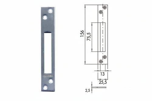 Contropiastra Per Serrature Infilare Profilati In Ferro 06232 00- - Mm.156X25,5 Spessore Mm.2,5 (06232 00) - 5 Pezzi Cisa
