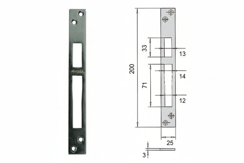 Contropiastra Per Serrature Infilare Profilati In Ferro 06232 20- - Mm.25X200, Spessore Mm.3 (06232 20) - 5 Pezzi Cisa