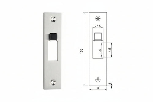 Contropiastra Per Serrature Infilare Profilati In Alluminio 06462 20 Mm.25X156, Spessore Mm.4,5 (0646220) Cisa