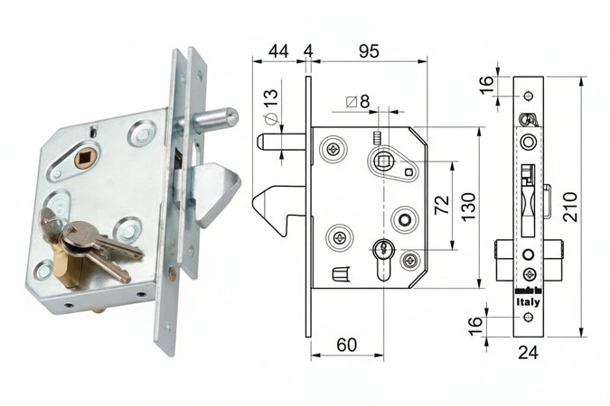 Serratura Infilare A Gancio Per Cancelli Scorrevoli Art.350.60 Mm.60 (350.60) Combi