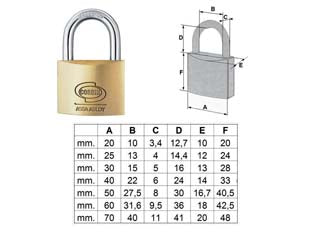 Lucchetto Ottone Arco Normale Prium Pl110- - Mm.40 (Pl1104000) - 12 Pezzi Corbin