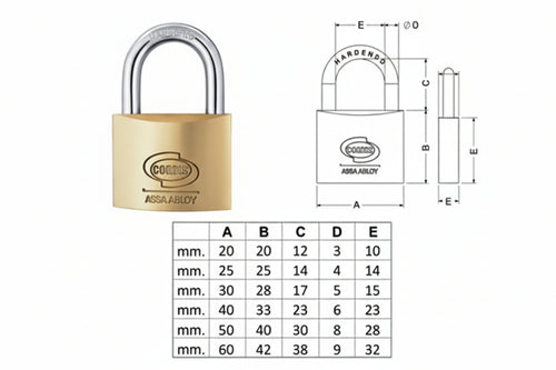 Lucchetto Ottone Arco Normale Prium Cifratura Unica Ka Pl110- - Mm.20 (Pl1102000011000) - 12 Pezzi Corbin