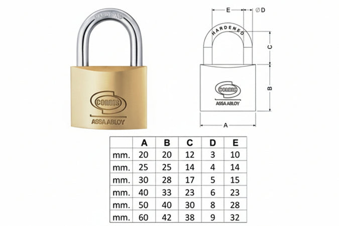 Lucchetto Ottone Arco Normale Prium Cifratura Unica Ka Pl110- - Mm.40 (Ypl1104000011000) Yale - 12 Pezzi Corbin