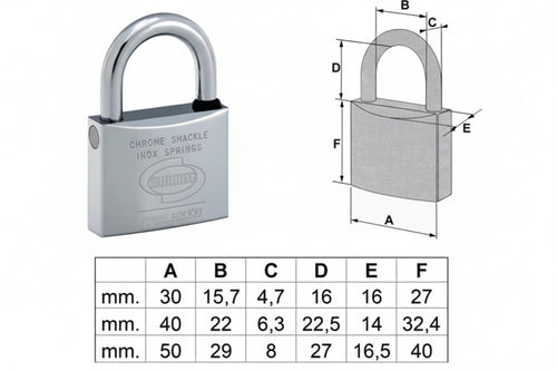 Lucchetto Ottone Cromato Marino Euromarine Arco Normale Pl120- - Mm.50 (Pl1205000) - 1 Blister Corbin