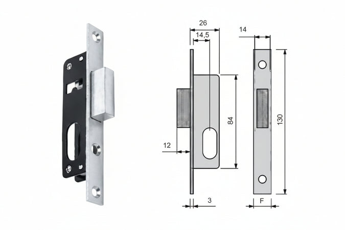 Serratura Da Infilare Per Montanti Cil. Ovale Solo Catenaccio N9140015 Mm.14,5 (N9140015000) Corni