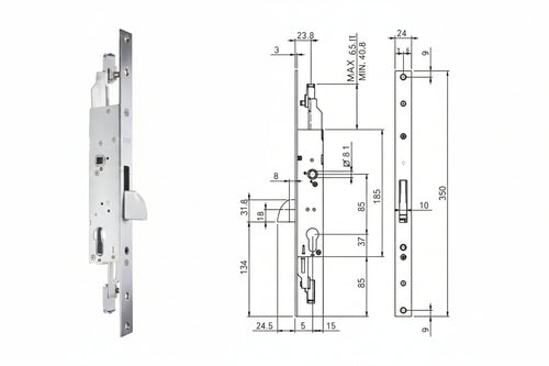 Serratura Triplice Infilare Per Montanti E Persiane S/Scrocco N98800 Mm.35 (N9880035000) Corni