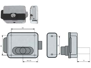 Elettroserratura Cancelli Reversibile Foro Variabile Multipla 5011 Mm.5070 (5011/1Z) Corni