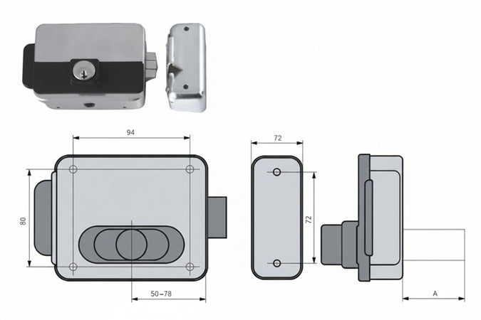 Elettroserratura Cancelli Reversibile Foro Variabile Multipla 5011 Mm.5070 (5011/1Z) Corni