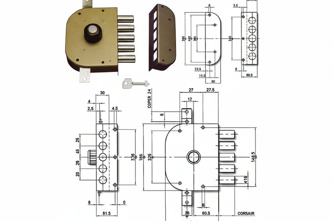 Serratura Triplice Da Applicare Con Pomolo Senza Scrocco A Pompa 3200P Mm.60 Sx (3200P52) Cr
