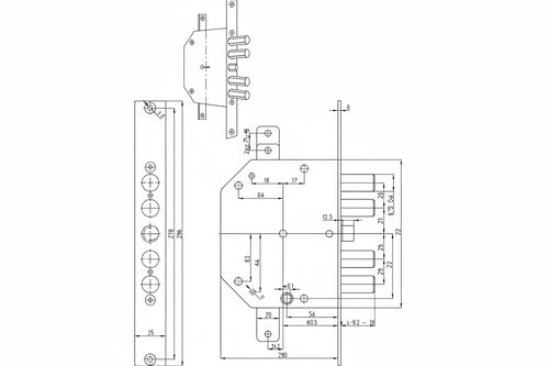 Serratura Triplice Infilare Con Scrocco Rev.Doppia Mappa Blindate 2151 Mm.60 Chiave Mm.92 (215101) Cr