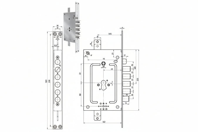 Serratura Tripl. Inf. C/Scr. Multif. P.E + D/M Blind. Rev. 2951 Pedm Chiave Mm.116 (2951Pen02) Cr