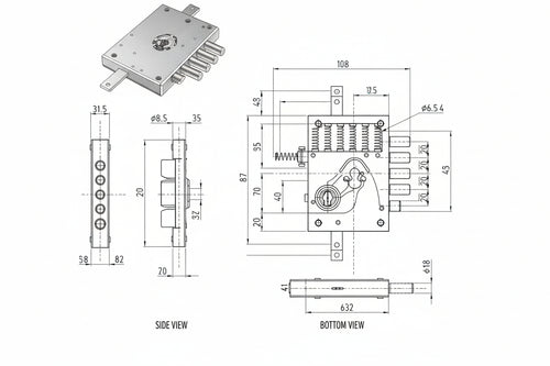 Serratura Tripl. Applicare Cil. Europeo Con Scrocco Blind. Heavy Mm.63 Mm.63 Dx (Ser Ne42 D) Dierre