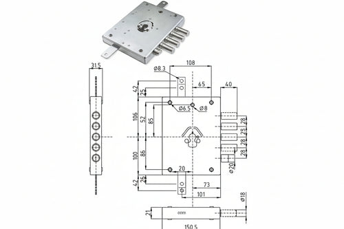 Serratura Tripl. Applicare Cil. Europeo Con Scrocco Blind. Heavy Mm.73 Mm.73 Dx (Ser Ne42 7 D) Dierre